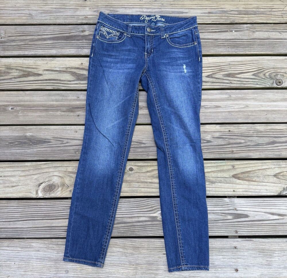 Vintage Request Women's Jeans Size 11/30 Low Rise Bootcut Leg Rhinestones